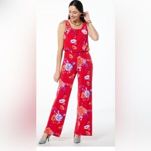 IMAN Red Floral Jumpsuit